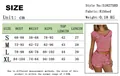 Women's summer ribbed two-piece set featuring red and white stripes and U-neck design - S / Red