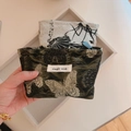 Mini floral and butterfly embroidered jacquard pouches with secure black double zippers - Black With Gold Thread Butterfly