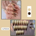 Detail of 24 pieces long coffin nails with nude to dark brown gradient finish model LF554 - Nude Gradient
