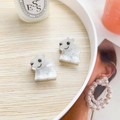 Set of two pearlescent white mini bear hair clips made of high-quality acetate resin - Polar Bear (Pair)