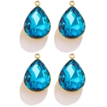 Set of four teardrop-shaped blue crystal charms with gold-plated stainless steel frames - Teardrop / Light Blue