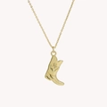 Collana in ottone placcato oro 18k con un ciondolo a forma di stivale da cowboy - Stivale a Linea Cucita Oro