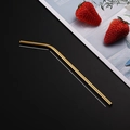 Golden 304 stainless steel bent straw with 6cm and 15cm dimension markers - Gold (Curved) 6*215mm