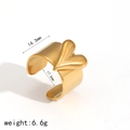 Three-dimensional heart-shaped stainless steel ring in two-tone gold finish for women - Gold Style (TR4405-6-G)