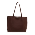 Minimalistische dunkelbraune Leder-Einkaufstasche mit stilvollen Schultergurten für Damen - Braun
