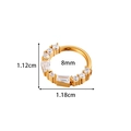 Gold stainless steel seamless hoop with micro-pave cubic zirconia and size dimensions - Round and Baguette Zirconia Combo Style (0182-3#金)