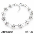Bracciale a catena con nodi in acciaio inossidabile argento, 180x6mm, design leggero da 12g - Stile a Nodo Ovale Argento (KB188698-Z)