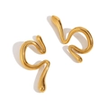 Irregular liquid metal curved clip earrings in 18K gold plated stainless steel - Gold