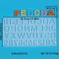Silicone mold dimensions show A-Z letters and 0-9 numbers for resin jewelry making - Model 60-1612