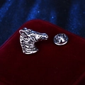 Classic silver polished zebra head mini brooch with metal butterfly clutch backing - Antique Silver Zebra