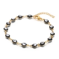 Böhmisches vergoldetes Edelstahl-Armband mit schwarz-weißen Evil-Eye-Anhängern - Schwarz (KB169277-MW)