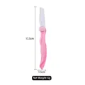 Pink folding eyebrow razor with ergonomic handle and safety net for skin protection - Ice Pink Foldable Eyebrow Razor