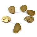 Strand of irregular golden irregular pebbles with a polished metallic finish luster - 6 Pieces/Pack (22-28mm) / Electroplated Bronze