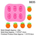 Roze siliconen vorm voor mini wortels met afmetingen 7.3x6.4x1.2cm voor bakdecoratie - 4#B835 Wortel (6-gaats) / Roze