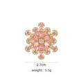 Pink teardrop flower brooch in gold finish with white crystal accents, size 2.7cm - B745 Pink/Snowflake