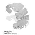 Silver palm leaf open cuff bracelet in stainless steel with realistic vein textures - Silver (SZ59 Leaf Style)