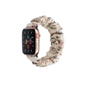 Floral scrunchie band in cream and pink for Apple Watch with rose gold watch case - 38/40mm S Size Black Plastic Connector / Milky White Floral