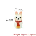 Miniature white resin bunny figurine with red scarf for DIY Christmas decor, 21mm height - Christmas Rabbit