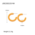 Orange C-shaped stainless steel hoop earrings, size 2.65cm, trendy and tarnish-free style - Orange Yellow (JDE2302135-YW)