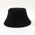 Detailed view of the soft black faux shearling texture on this winter bucket hat - M (56-58cm) / Black