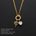 14K gold-plated stainless steel heart necklace with a sparkly crystal charm pendant - Letter P(XNL0085)