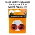 Boucles d'oreilles Halloween avec motif toile d'araignée orange et araignée noire - Boucles d'Oreilles Toile d'Araignée Ronde