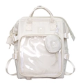 Sac à dos Ita blanc crème avec fenêtre transparente et petite pochette ronde assortie - Blanc Cassé