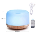 500ML USB ultrasonic humidifier with blue LED light, wood grain base and remote control - Light Wood Base 500ML USB (No Adapter) RGB Light (Remote) / USB-A
