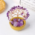 Handmade amethyst crystal money tree ornament in a yellow ceramic pot for wealth and luck - Amethyst Chips (Yellow Cup)