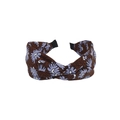 Brown bow headband with light purple floral patterns and a stylish knot design - Floral Twist Coffee (FK-B078 Coffee)