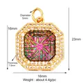 Octagonal 18k gold plated copper star pendant with colorful enamel and zircon crystals - Green M847419-1