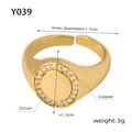 Detaillierte Größenangaben für verstellbaren vergoldeten Kupferring mit Zirkon - Größe 7 (Verstellbar) / Goldfarbener Ovaler Zirkon-Ring(Y039)