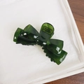 Deep green bow hair claw clip made of acetate with a polished finish for women - 11cm / Dark Green