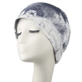 Beanie-Mütze mit blauem Batikmuster und Graffiti-Print auf weißem Modellkopf - Erwachsene / Marineblau