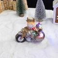 Christmas cartoon bull on motorcycle with LED lights and glitter snowy finish - Resin / Christmas Bull on Motorcycle