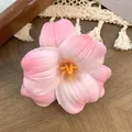 Pink and white gradient tulip hair clip with realistic petals and yellow stamen detail - Light Pink Gradient