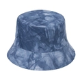 Detaillierte Nahaufnahme des blauen Batik-Anglerhuts mit verstärkten Nähten am Rand - 5.8cm / Dunkelblau
