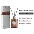 English Pear & Freesia reed diffuser set with natural white agate stone and brown bottle - Deep Coffee Bottle / English Pear & Freesia