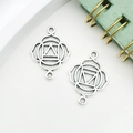 Silver Muladhara chakra pendants with dual loops for DIY jewelry making and keychains - Muladhara Chakra Symbol Link 14x20mm