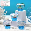 Bottiglia fluida a forma di cuore con barca e fiocco blu, 5.0x3.0x4.8cm - Prezzo Per Unità (modelli Misti) / Fiocco a Cuore