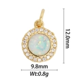Detail view of round opal pendant with tiny zircon halo and size specs 12.0mm by 9.8mm - DZ-1394 Round Opal