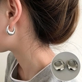 Chic silver teardrop hoop earrings with high-polish finish and minimalist bean design - Silver High Polish Mirror Teardrop Hoop Earrings(ED1975-1)