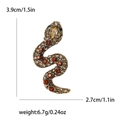 Spilla vintage a forma di serpente in bronzo con strass e misure 3.9x2.7cm - Marrone