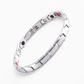 Silver stainless steel magnetic therapy bracelet with red black inserts for men and women - Women's Steel Color