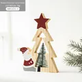 Décoration de table sapin de Noël en bois avec Père Noël, taille 12x17 cm - Sapin de Noël