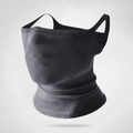 Dark grey breathable sports neck gaiter with ear loops and knitted texture for outdoor cycling - Neck Gaiter Style / Gray