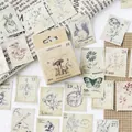 Vintage bos postzegel stickers met dieren en planten voor journaling en decor - Postkantoor in het Kleine Bos