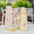 Light beige 400ml stainless steel vacuum cup with cute cartoon bear and cloud charm - 400ml / Yellow (Bear)