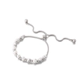 Bracelet ajustable en acier inoxydable avec perles turquoise blanches et fermoir - Blanc Acier (KB151895-Z)