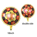 18 inch double-sided casino chip foil balloons with CASINO text and dollar sign patterns - 18 Inch Double Side Casino